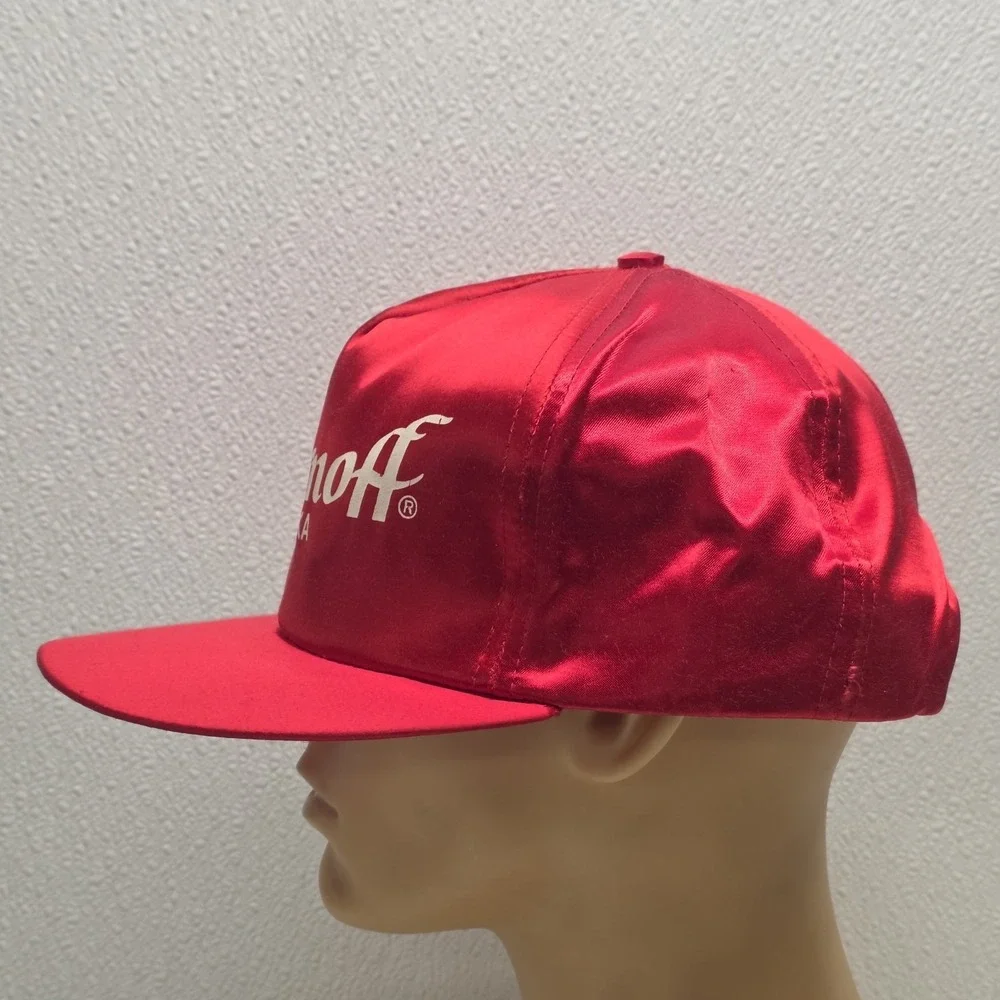 Vintage Smirnoff Vodka Red Satin Snapback Cap Hat Made In USA